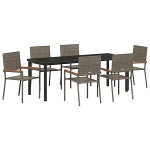 vidaXL Ensemble de salle à manger pour jardin 7 Pièces Gris polyrotin