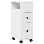 vidaXL Meuble étroit de salle de bain à roulettes blanc