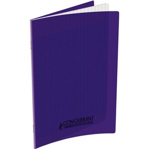 Cahier 96 pages seyès 90 g  couverture polypropylène violet  format 17 x 22 cm CONQUERANT