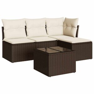 vidaXL Salon de jardin avec coussins 5 Pièces marron résine tressée