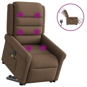 vidaXL Fauteuil inclinable de massage électrique Marron Tissu