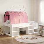 vidaXL Cadre de lit avec tunnel 3 Pièces Blanc et rose Bois d'ingénierie