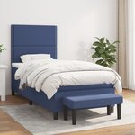 vidaXL Sommier à lattes de lit avec matelas Bleu 90x190 cm Tissu