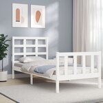 vidaXL Cadre de lit avec tête de lit blanc 90x190 cm bois massif