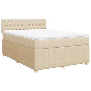 vidaXL Sommier à lattes de lit avec matelas Crème 160x200 cm Tissu