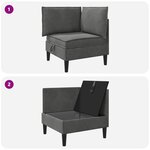 vidaXL Sofa avec rangement Gris foncé Velours