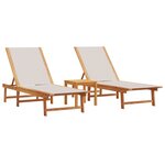 vidaXL Chaises longues lot de 2 table gris bois d'acacia et textilène