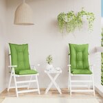 vidaXL Coussins de chaise à dossier haut lot de 2 vert mélangé tissu