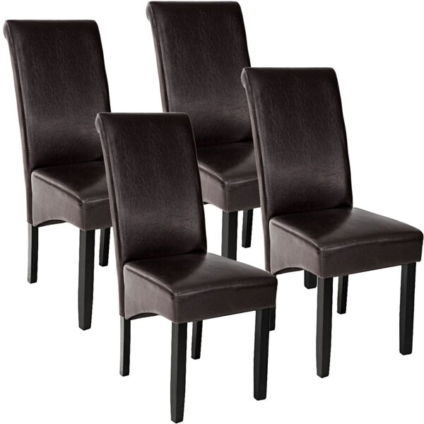 Lot de 4 chaises pieds noir siège de salon cuisine salle à manger design carré élégant marron 08_0000125