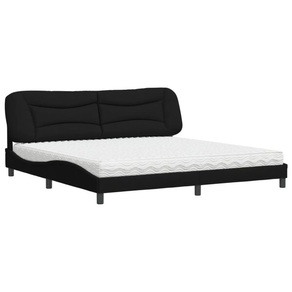 vidaXL Lit avec matelas Hvar noir 200x200 cm tissu