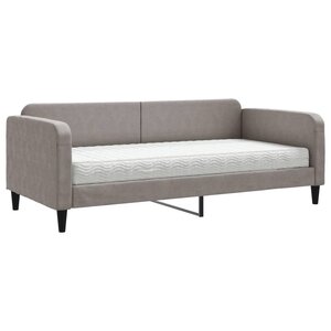 vidaXL Lit de jour avec matelas taupe 90x200 cm tissu