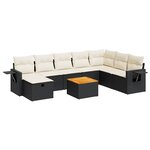 vidaXL Salon de jardin 9 Pièces avec coussins noir résine tressée
