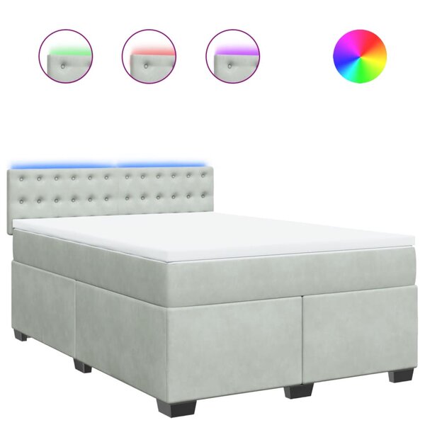 vidaXL Sommier à lattes de lit et matelas Gris clair 140x200cm Velours