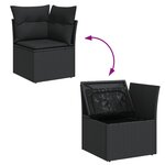 vidaXL Salon de jardin 7 Pièces avec coussins noir résine tressée