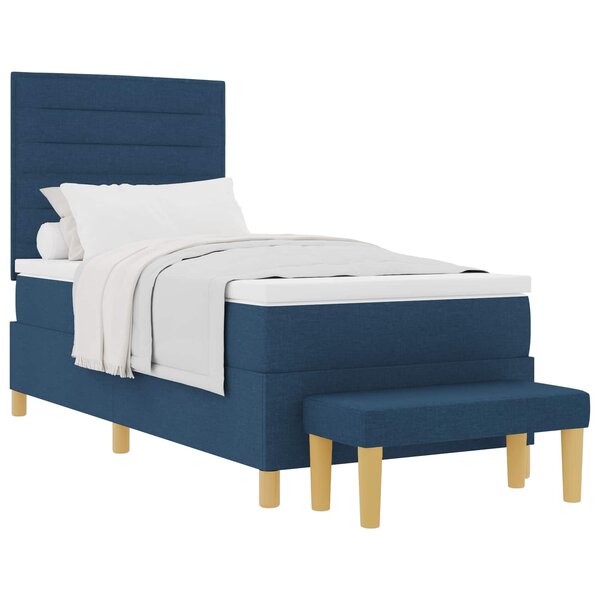 vidaXL Lit à ressorts avec matelas Bleu 90 x 190 cm tissu