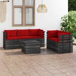 vidaXL Salon palette de jardin 6 Pièces avec coussins Bois de pin massif
