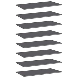 vidaXL Panneaux bibliothèque 8 Pièces Gris brillant 80x40x1 5cm Aggloméré