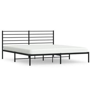 vidaXL Cadre de lit métal avec tête de lit noir 200x200 cm
