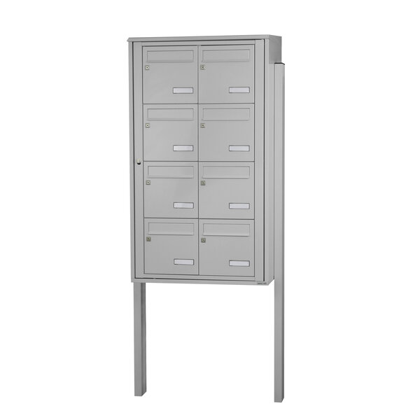 Bloc collectif Leabox  2x4  grade 3  simple face  Extérieur  fixation sur pieds à sceller  Gris clair RAL 7035 finition brillante