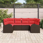 vidaXL Ensemble de canapé de jardin 6 Pièces Marron et rouge polyrotin