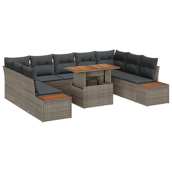 vidaXL Ensemble de canapé de jardin 6 pièces avec coussins en poly rotin gris