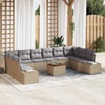 vidaXL Ensemble de canapé de jardin 11 Pièces Beige Poly rotin