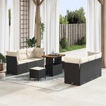 vidaXL Ensemble de canapé de jardin 9 Pièces Noir polyrotin
