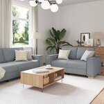 Ensemble de canapé 3 pièces avec coussins en tissu gris clair