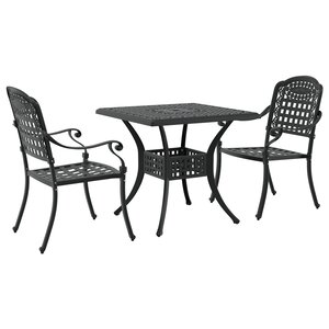 Set de Bistro de Jardin 3 Pièces vidaXL en Aluminium Noir