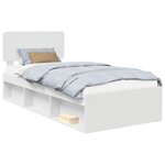 vidaXL Cadre de lit avec tête de lit Blanc 100 x 200 cm Pin massif