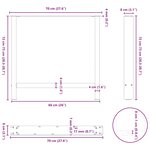 vidaXL Pieds de table à manger en acier naturel 2 pièces 70 x (72-73) cm Acier