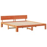 vidaXL Cadre de lit avec tête de lit marron ciré 200x200 cm en bois de pin massif