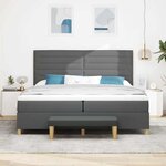 vidaXL Lit à ressorts avec matelas Gris foncé 200 x 200 cm tissu