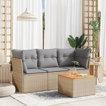 vidaXL Salon de jardin avec coussins 4Pièces mélange beige résine tressée