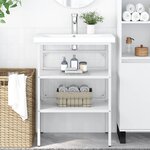 vidaXL Cadre de lavabo de salle de bain Blanc 59x38x83 cm Fer