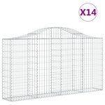 vidaXL Paniers à gabions arqués 14 Pièces 200x30x100/120 cm Fer galvanisé
