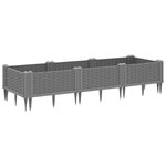 vidaXL Jardinière avec piquets gris clair 125x40x28 5 cm PP