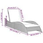 vidaXL Chaise longue avec coussin Marron 60x205x73 cm Résine tressée