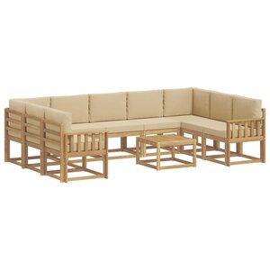 vidaXL Ensemble de canapés d'extérieur 10 Pièces Blanc et Beige