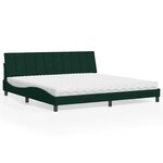 vidaXL Lit avec matelas Hanko vert foncé 200x200 cm velours