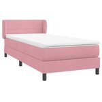 vidaXL Sommier à lattes de lit avec matelas rose 90x220 cm velours