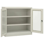 Armoire de bureau gris clair 90 x 40 x 90 cm avec 2 étagères réglables design iconique en acier gris clair 02_0046803