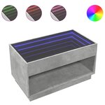 vidaXL Table basse avec LED infini gris béton 90x50x50 cm