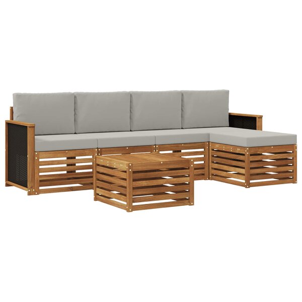 vidaXL Ensemble de canapés d'extérieur 6 pc Naturel et gris clair