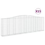 vidaXL Paniers à gabions arqués 15 Pièces 400x30x120/140 cm Fer galvanisé