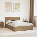 vidaXL Cadre de lit Chêne artisanal 140 x 190 cm Bois d'ingénierie
