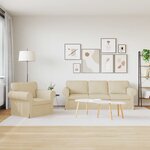 vidaXL Canapé 2 Pièces Crème 215 x 82 x 80 cm tissu