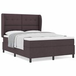 vidaXL Lit à ressorts avec matelas Marron foncé 140 x 200 cm tissu