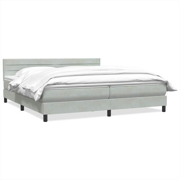 vidaXL Sommier à lattes de lit et matelas gris clair 180x210cm velours
