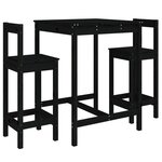 vidaXL Ensemble de bar de jardin 3 Pièces noir bois de pin massif